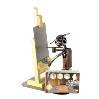 MALER MIT HOLZSTAFFELEI MIT VISITENKARTEN-HALTER